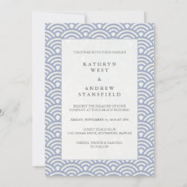 シックシンプル日本のシーガイハウェーブビーチ結婚式 招待状