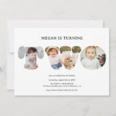 シックシンプル白黒3枚2回目の誕生日 招待状 (正面)