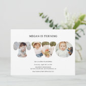 シックシンプル白黒3枚2回目の誕生日 招待状 (スタンド正面)