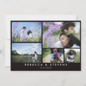 シックシンプル白黒5フォトコラージュ結婚ズ 招待状 (正面)