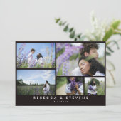 シックシンプル白黒5フォトコラージュ結婚ズ 招待状 (スタンド正面)