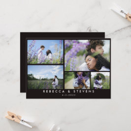 シックシンプル白黒5フォトコラージュ結婚ズ 招待状