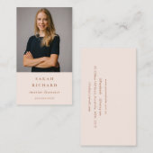 シックシンプル赤面ミニマルバラプロフェッショナル写真 名刺 (正面/裏面)