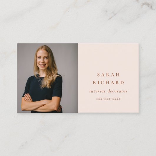 シックシンプル赤面ミニマルバラプロフェッショナル写真 名刺 (正面)