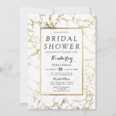 シックシンプル金ゴールドフェイクホワイトマーブルブライダルシャワー 招待状 (正面)