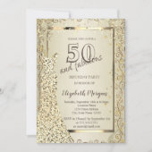 シックシークンズドレス金ゴールド50th誕生日 招待状 (正面)