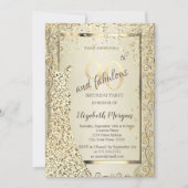 シックシークンズドレス金ゴールド90th誕生日 招待状 (正面)