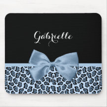 シックジャガープリントライトブルーボウ（名前付き）