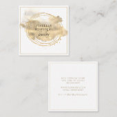 シックジュエリーデザイナープラチナ金ゴールドグリッター スクエア名刺 (正面/裏面)