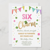 シックスはチャームセントパトリックのデイガール誕生日 招待状 (正面)