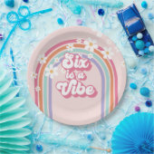 シックスはヴィーベレインボーピンク第6誕生日 ペーパープレート (パーティー)