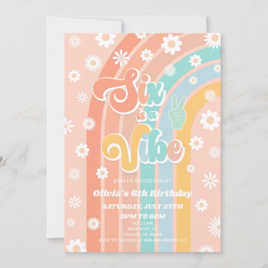 シックスアイビーレインボーデイジー6thバースデーパーティー 招待状 (正面)