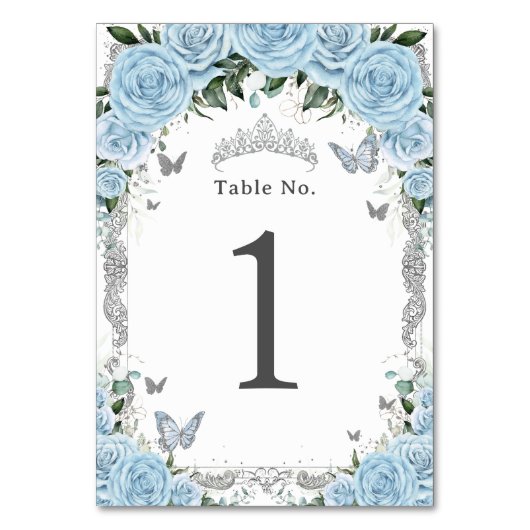 シックスカイブルーフローラシルバー誕生日キンセアニェラ テーブルナンバー (正面)