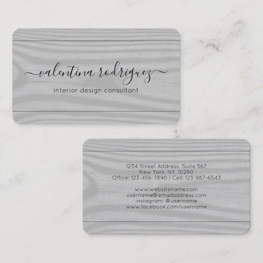 シックスクリプトシグネチャーブラック&グレーウフェイクッド 名刺 (正面/裏面)