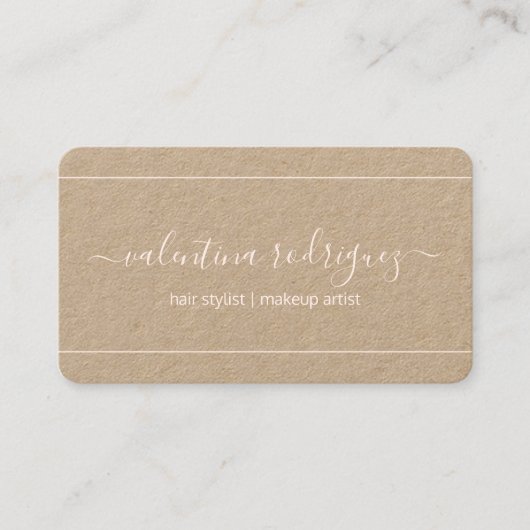 シックスクリプトシグネチャー赤面ピンク&クラフエレガントト 名刺 (正面)