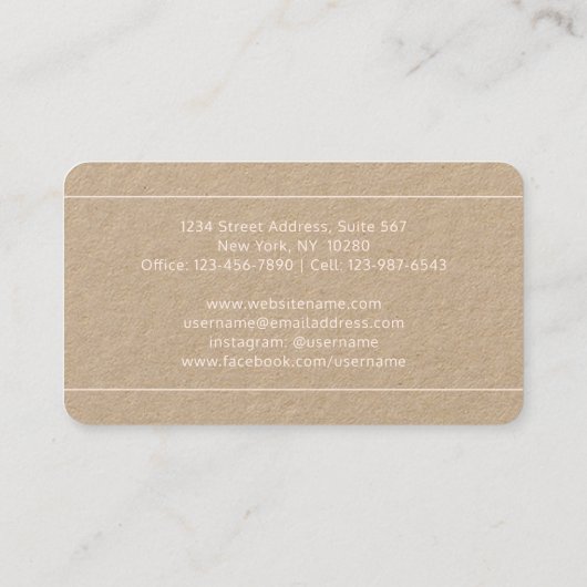 シックスクリプトシグネチャー赤面ピンク&クラフエレガントト 名刺 (裏面)