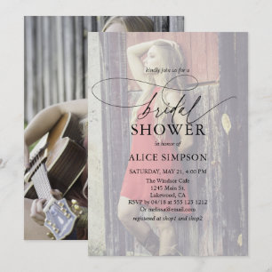 シックスクリプトモダン写真ブライダルシャワー 招待状