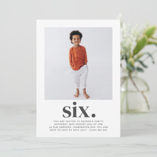 シックススクエアフォトファースト誕生日招待状 招待状 (スタンド正面)