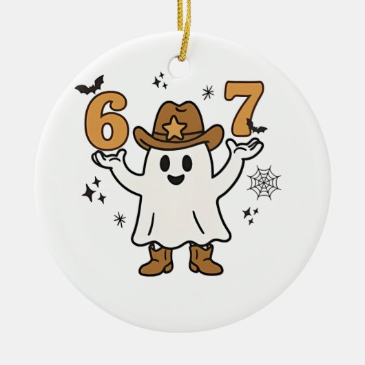 シックスセブンスプーキー ハロウィンスポーツ 67 メイソン ミーム セラミックオーナメント (正面)