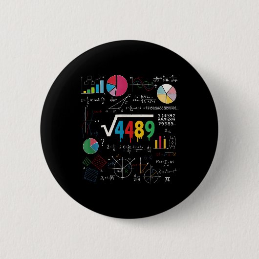 シックスセブン数学教師 67 ミーム 平方根 4489 Sl 缶バッジ (正面)