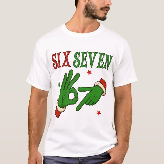 シックスセブン グリンチ 手 OK サイン トレンディー クリスマス Tシャツ (正面)