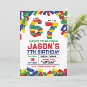 シックスセブン・ビルディングブロック 誕生日招待状 招待状 (スタンド正面)