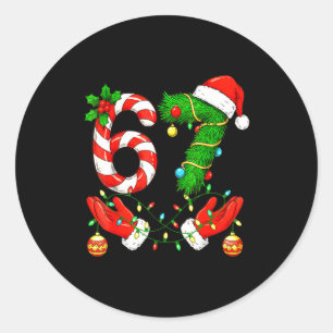 シックスセブン ミームクリスマス 67 サンタ おもしろい クリスマスギフト ラウンドシール
