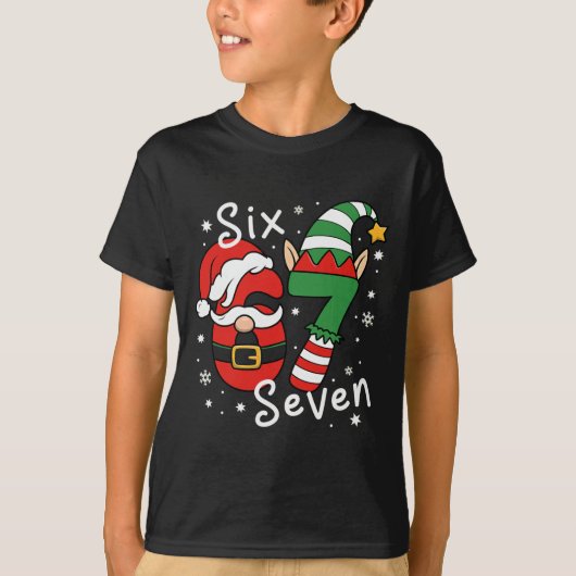 シックスセブン 67 ミーム 6 7 妖精 サンタ クリスマス パジャマ Tシャツ (正面)