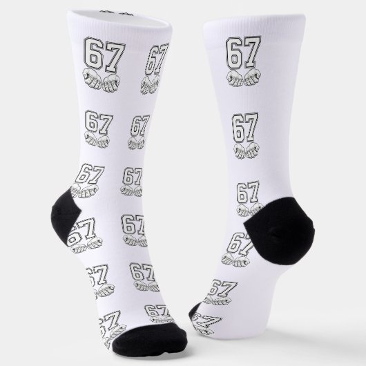 シックスセブン 6 7 ミーム おもしろい 手 靴下 (傾斜あり)