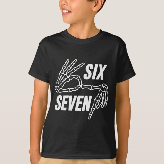 シックスセブン 6 7 ミーム スケルトンの手 サイン Tシャツ (正面)