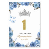 シックスタイリッシュで埃っぽいブルーと金ゴールドキンセアニェラ テーブルナンバー (裏面)