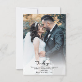 シックスタイリッシュなエレガント新郎新婦の結婚写真 サンキューカード