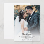 シックスタイリッシュなエレガント新郎新婦の結婚写真 サンキューカード (正面/裏面)