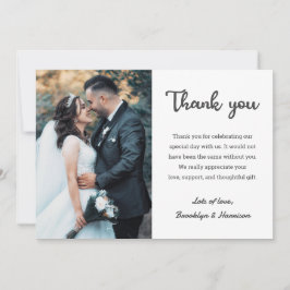 シックスタイリッシュなエレガント新郎新婦の結婚写真 サンキューカード