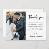 シックスタイリッシュなエレガント新郎新婦の結婚写真 サンキューカード (正面/裏面)