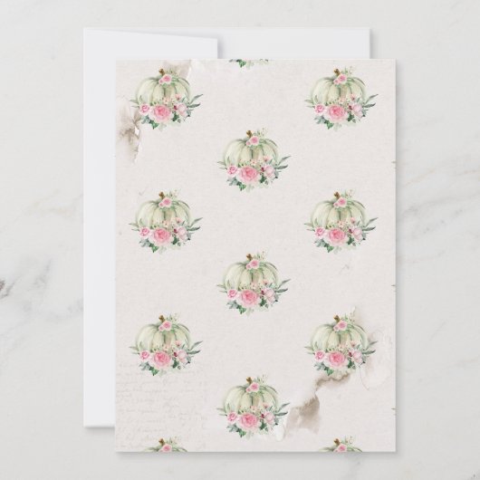 シックスタイリッシュなカボチャ、ピンクローゼベビーシャワー 招待状 (裏面)