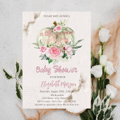 シックスタイリッシュなカボチャ、ピンクローゼベビーシャワー 招待状