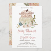 シックスタイリッシュなカボチャ、花の赤ちゃんシャワー 招待状 (正面/裏面)