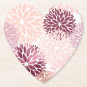 シックスタイリッシュなピンクのブルゴーニュの花 ペーパーコースター (正面)