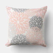 シックスタイリッシュなピンクの灰色の花 クッション (正面)