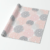 シックスタイリッシュなピンクの灰色の花 ラッピングペーパー (アンロールド)