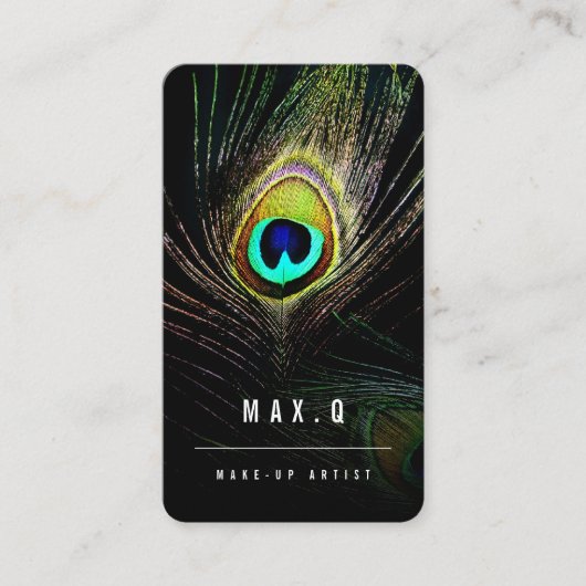 シックスタイリッシュな孔雀の羽フォトメイクアップアーティスト 名刺 (正面)