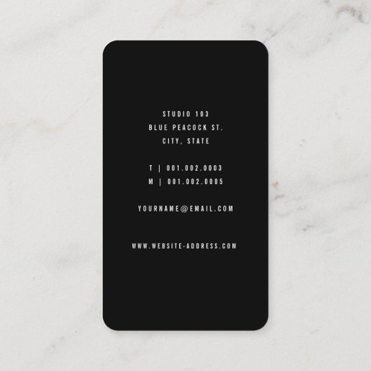 シックスタイリッシュな孔雀の羽フォトメイクアップアーティスト 名刺 (裏面)