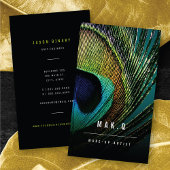 シックスタイリッシュな孔雀の羽毛フォトメイクアップアーティスト 名刺