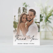 シックスタイリッシュな手書き結婚の写真 サンキューカード (スタンド正面)