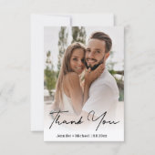 シックスタイリッシュな手書き結婚の写真 サンキューカード (正面)