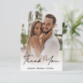 シックスタイリッシュな手書き結婚の写真 サンキューカード (スタンド正面)