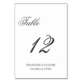 シックスタイリッシュな書道ミニマ結婚リスト テーブルナンバー (裏面)