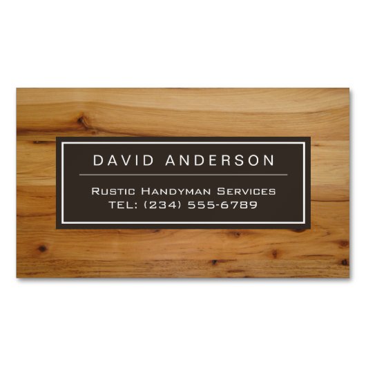 シックスタイリッシュな木目木目木目模様 マグネット名刺 (正面)