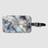 シックスタイリッシュな渦巻きブルーと金ゴールド大理石瑪瑙 ラゲッジタグ (正面横)